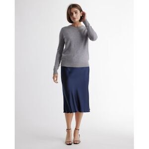 Quince 100% Washable Silk Navy Blue Skirt Size Small